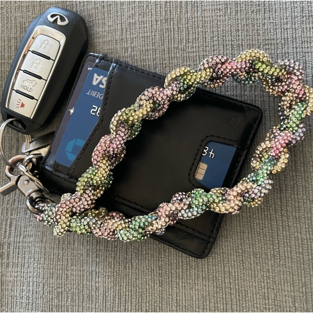 Handmade Rainbow Crystal Rhinestone Wristlet Keychain – Removable & Sparkly-New - Picture 5 of 8